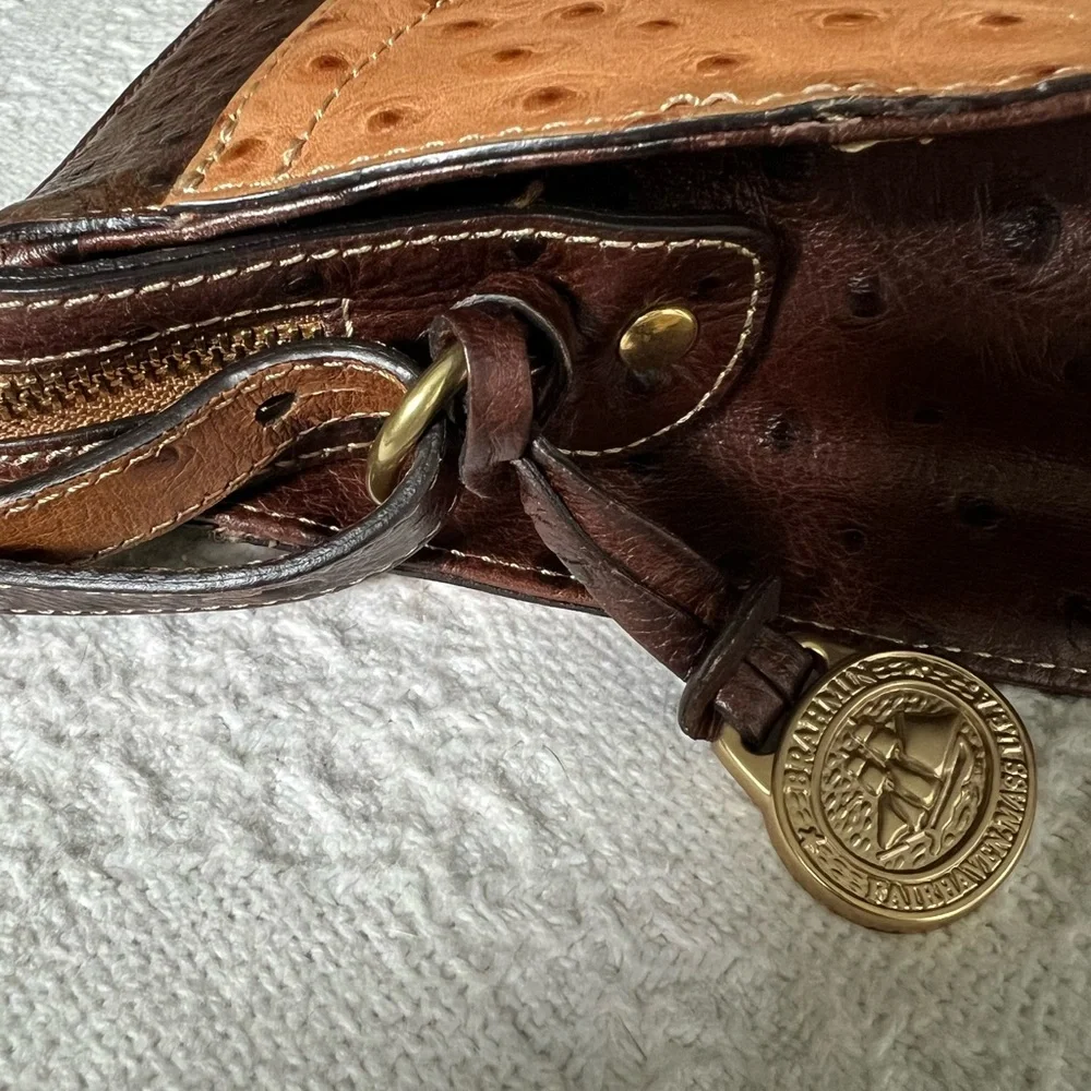 Brahmin 2toned Ostrich embossed leather shoulder bag - Price Dropped!!! - Picture 8 of 10